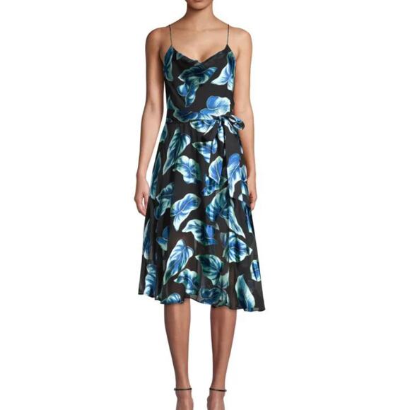 Alice + Olivia Heather Cowineck Floral Midi Dress Sz. 0 - Picture 1 of 5